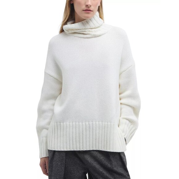 160$ Barbour Ribbed Roll Neck Josephine Knitted Jumper Sweater Size 6 White - Picture 1 of 6